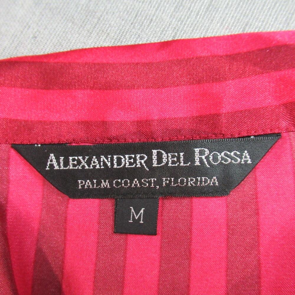 Alexander del Rossa Robe Womens Size Medium Red Striped Satin Lounge Modern - Picture 2 of 8